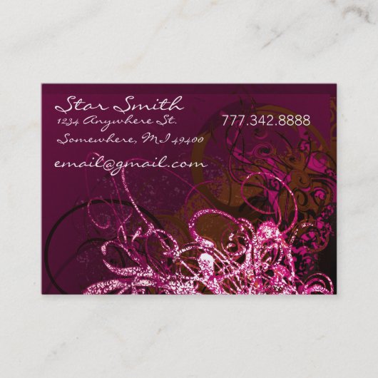 Framboos met zwoele veters visitekaartje (Voorkant)