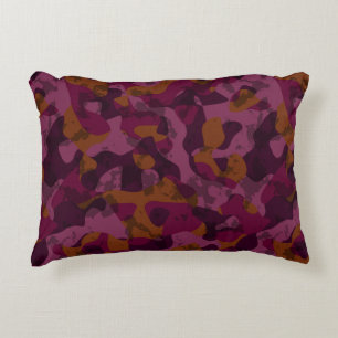 Framboos, moerbei, marron en nootmuskaat camouflag accent kussen