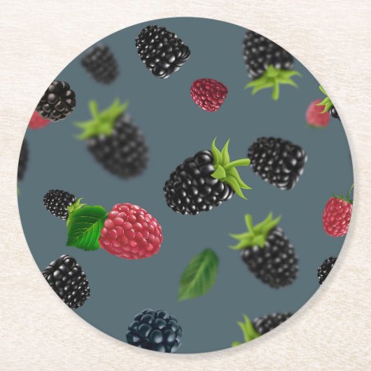 Framboos patroon 2 ronde kartonnen onderzetter (Voorkant)