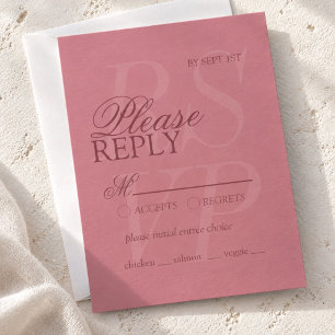Framboos Roze Moderne Kalligrafie Bruiloft RSVP Kaartje