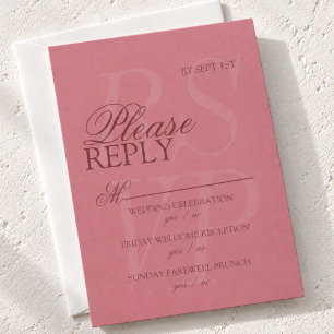 Framboos Roze Moderne Kalligrafie Trouwweekend RSVP Kaartje