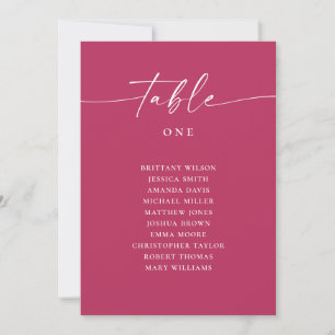 Framboos Roze Script Trouwtafel Stoelenkaart Kaart
