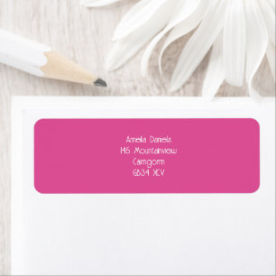 Framboos Roze & Witte Moderne Trouwretour Etiket