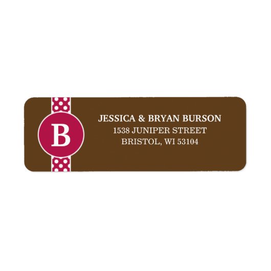 Framboos sierlijke Stippen aangepaste monogram fam Etiket (Voorkant)