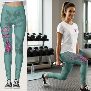 Framboos Teal Bloeiende Fitness & Voeding Leggings