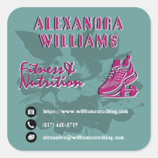 Framboos Turquoise Bloeiende Fitness & Voeding Vierkante Sticker
