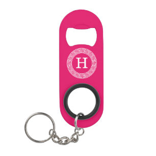 Framboos Wat Grieks Sleutel Rnd Lijst Initiaal Mon Mini Flessenopener