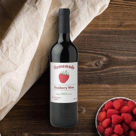 Framboos Wijnfles Etiket Sticker
