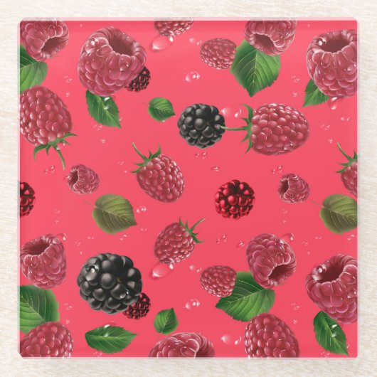 Frambospatroon Glazen Onderzetter (Voorkant)