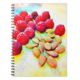 Frambozen Amandelen Gezonde Snack Aquarel Notitieboek