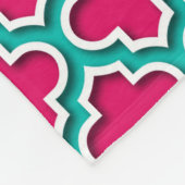 Frambozen Blauwgroen wit Marokkaans Quatrefoil #5D Fleece Deken (Hoek)