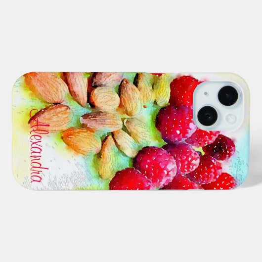 Frambozen en amandelen Waterverf Case-Mate iPhone Case (Achterkant (horizontaal))