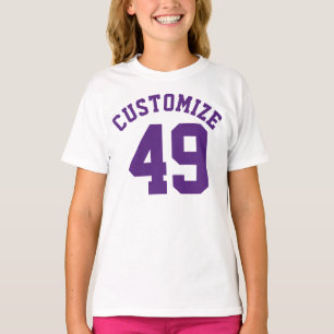 Frambozen en Paarse Kinderen   Sport Jersey Design T-shirt