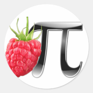 Frambozen en pi-symbool ronde sticker
