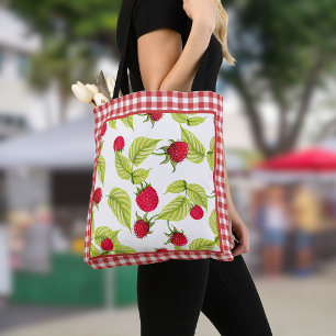 Frambozen op Red Gingham Draagtas
