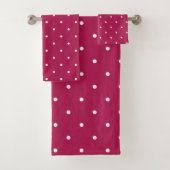 Frambozen Roos en witte stippen Bad Handdoek (Insitu)