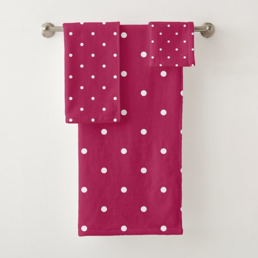 Frambozen Roos en witte stippen Bad Handdoek (Insitu)