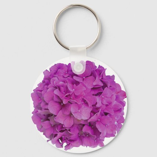 Frambozen roze hortensia roze magenta bloemen sleutelhanger (Voorkant)