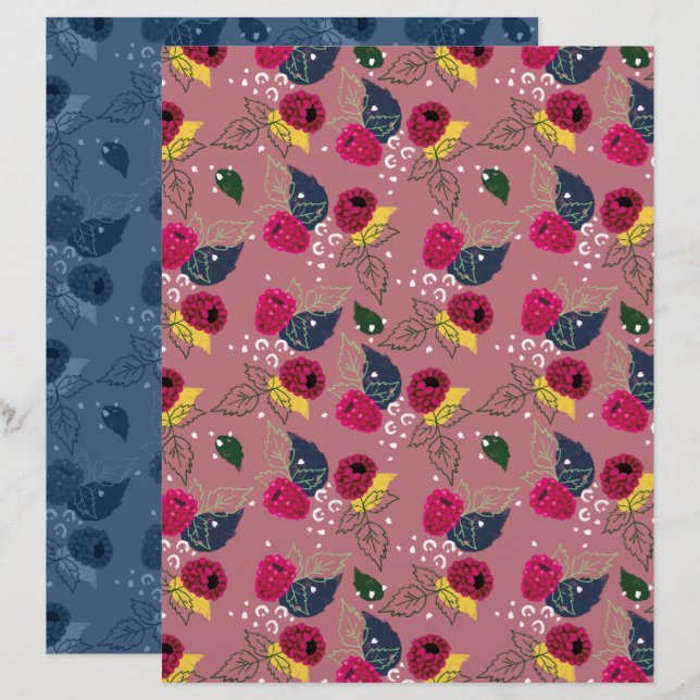 Frambozen scrapbookpapier (Voorkant / Achterkant)