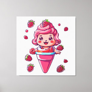 Frambozen sorbet Kawaii Canvas Afdruk