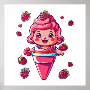 Frambozen sorbet Kawaii Poster