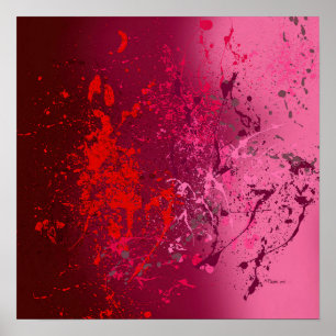 Frambozen stuiflawine: Abstracte spat kunst Poster
