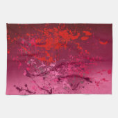 Frambozen stuiflawine: Abstracte spat kunst Theedoek (Horizontaal)