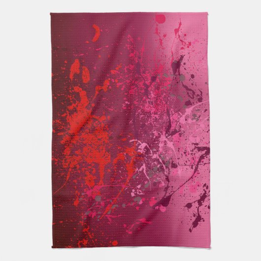 Frambozen stuiflawine: Abstracte spat kunst Theedoek (Verticaal)