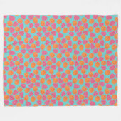 Frambozen Tangerines op Bright Turquoise Blue Fleece Deken (Voorkant (Horizontaal))