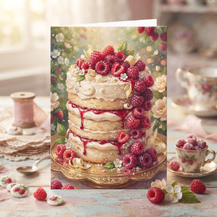 Frambozen Vanille Cake Gelukkige Verjaardag Niec Kaart