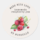 Frambozen Watercolor Jam Label Inmaaksticker (Voorkant)