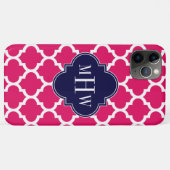Frambozen WhMarokkaans #5 Navy 3 Initiaal Monogram Case-Mate iPhone Case (Achterkant (horizontaal))