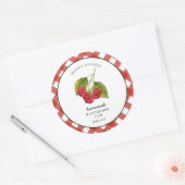 Frambozenjam Gingham Potje Ronde Sticker (Envelop)