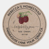 Frambozenjam Kraftpapier Potlabels Ronde Sticker (Voorkant)
