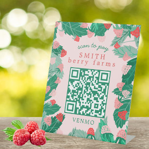 Frambozenplek SCAN OM QR-code VAN DE KLANTE TE BET Reclamebord Met Voetstuk