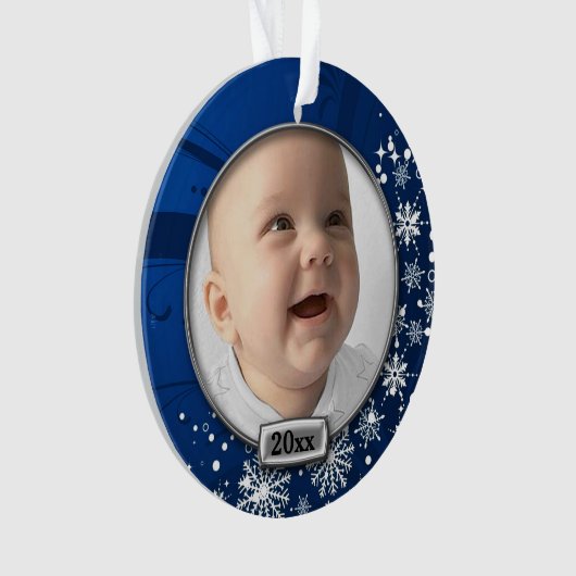 Frame bleu/argent 1er Noël du bébé (devant)