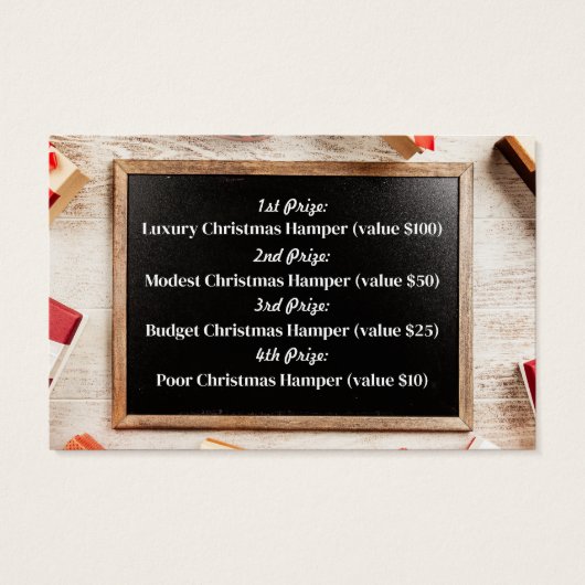 Frame de fête, Billets de raffle de fête de Noël (Dos)