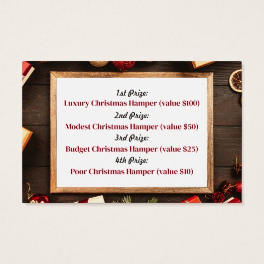 Frame de fête, Billets de raffle de fête de Noël (Dos)