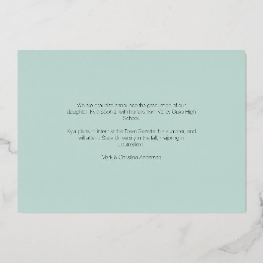 Frame de script d'huile | Faire-part d'obtention d (Verso)