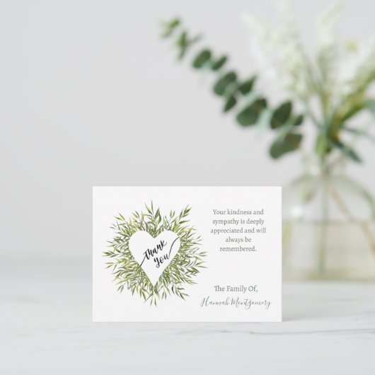 Frame Heart Willow Branches Sympathie Carte Merci (Debout devant)