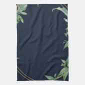 Frame met groene bladeren navy theedoek (Verticaal)
