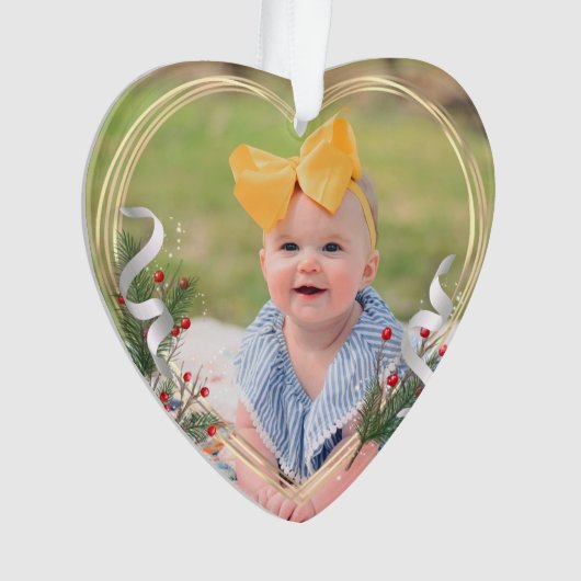Frame Or 2 faces Bébé 1er Noël Holly & Pine (devant)