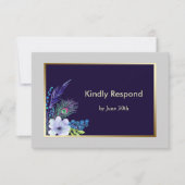 Frame Or Boho Bleu Mariage Floral RSVP (Devant)