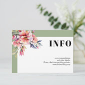 Frame with rhododendron branch and flowers wedding informatiekaartje (Staand voorkant)