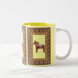 Framed Dalarna Horse Tweekleurige Koffiemok