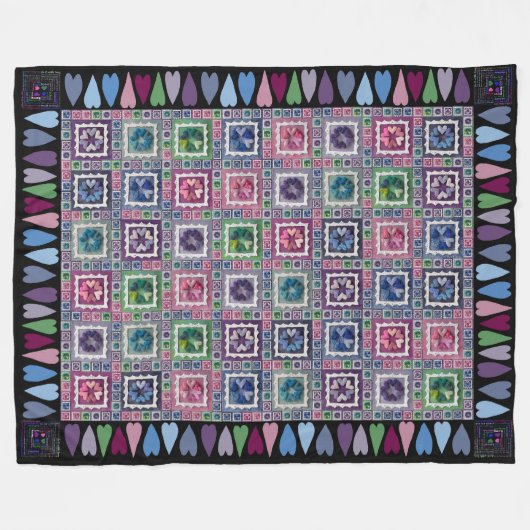 Framed Hearts Patchwork Fleece Blanket Deken (Voorkant (Horizontaal))
