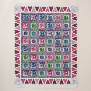 Framed Hearts Patchwork Fleece Deken