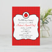 Framed ladybug-verjaardagsfeestuitnodiging kaart (Staand voorkant)