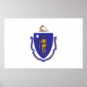Framed print met vlag van Massachusetts, VS