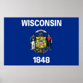 Framed print met vlag van Wisconsin, VS (Voorkant)